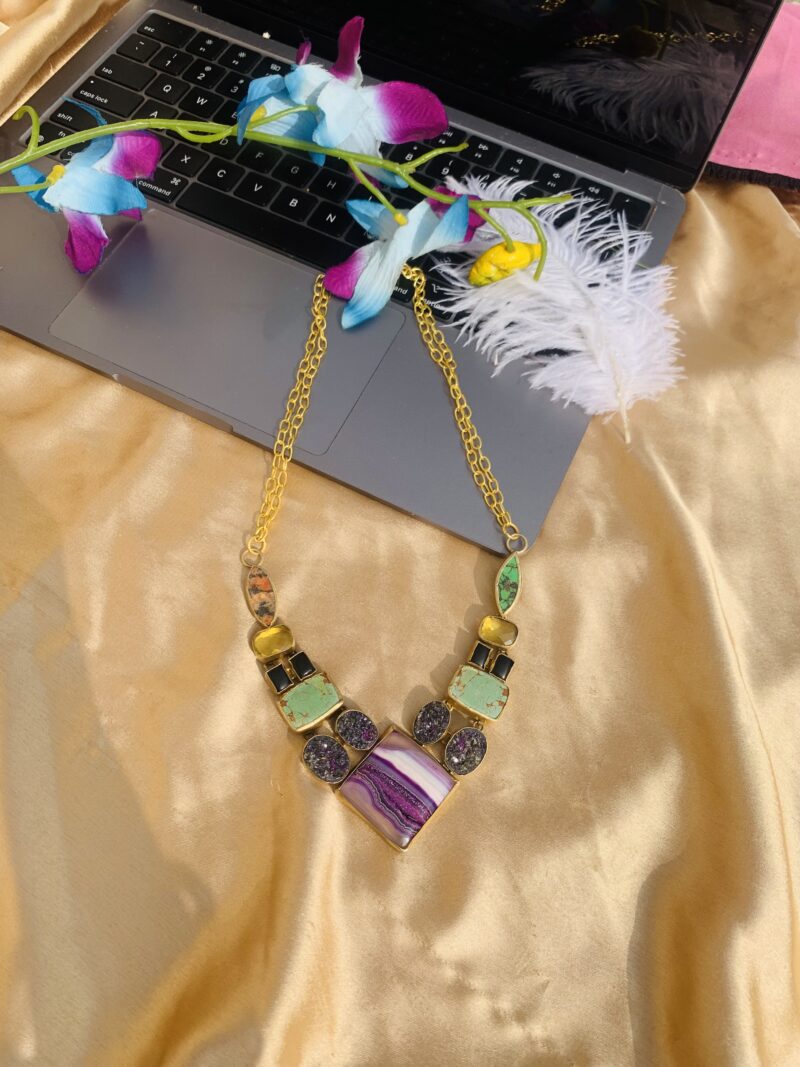 Tri Color Stone Necklace
