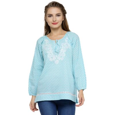 Turq Print Top