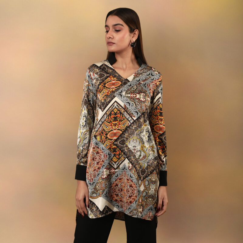 Printed black kurti